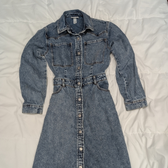 Future Collective Dresses & Skirts - Classic Blue Denim Button-Front Maxi Dress